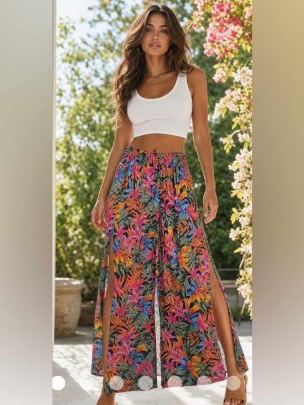 Shade & Shore Tropical Pants in Pink, Orange & Blue